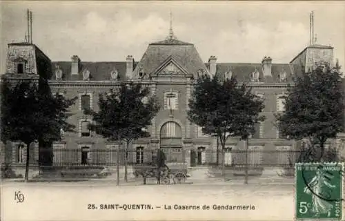 Ak Saint Quentin Aisne, La Caserne de Gendarmerie