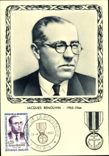 Maximum Ak Jacques Renouvin, Portrait, Heros de la Resistance 1961