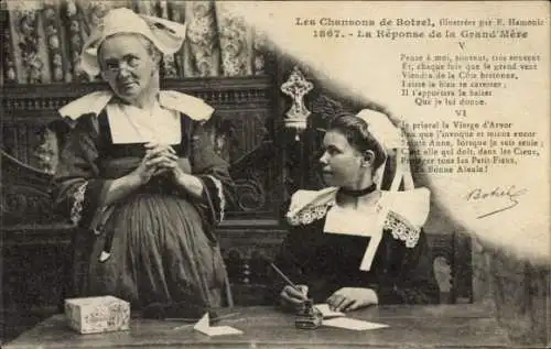 Ak Die Lieder von Botrel, die Antwort der Großmutter