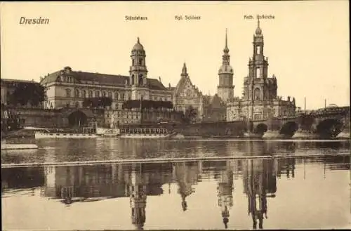 Ak Dresden Altstadt, Ständehaus, königliches Schloss, katholische Hofkirche