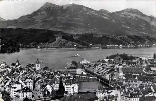 Ak Luzern Stadt Schweiz, Panorama vom Ort mit Bergen