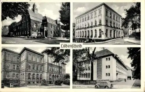 Ak Lüdenscheid im Märkischen Kreis, Amtshaus, Rathaus, Arbeitsamt, Gymnasium