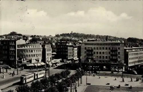 Ak Witten an der Ruhr, Rathausplatz, Straßenbahn