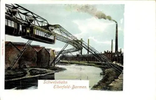 Ak Wuppertal, Schwebebahn, Fabrikgebäude