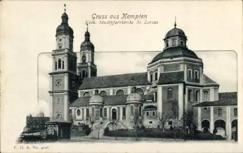 Ak Kempten im Allgäu Schwaben, katholische Stadtpfarrkirche St. Lorenz