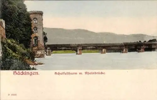 Ak Bad Säckingen am Hochrhein, Scheffelturm, Rheinbrücke