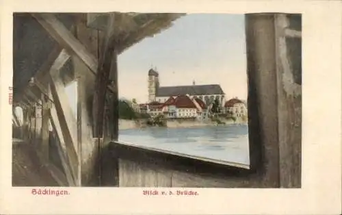 Ak Bad Säckingen am Hochrhein, Blick von der Brücke