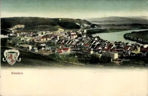 Ak Waldshut Tiengen am Hochrhein, Panorama, Wappen