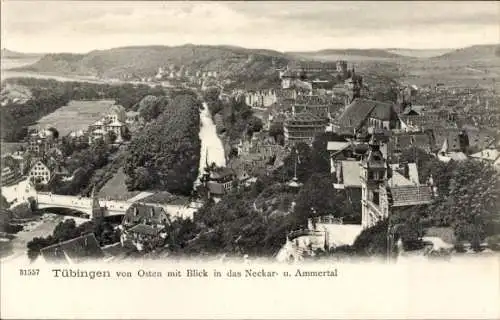 Ak Tübingen am Neckar, Blick von Osten, Neckar- und Ammertal
