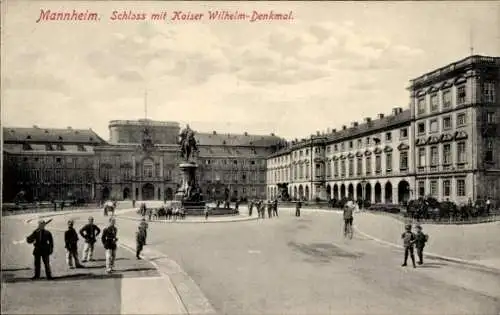 Ak Mannheim in Baden, Kaiser Wilhelm-Denkmal, Schloss