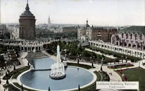 Ak Mannheim, Jubiläums Ausstellung 1907, Friedrichsplatz, Wasserturm, Trenkler