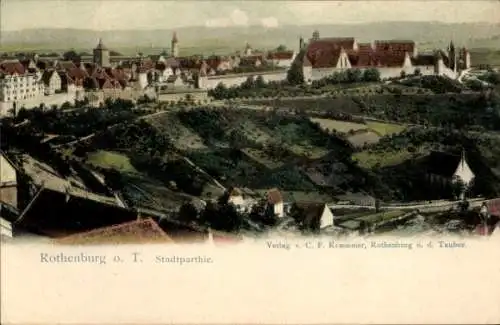 Ak Rothenburg ob der Tauber Mittelfranken, Teilansicht