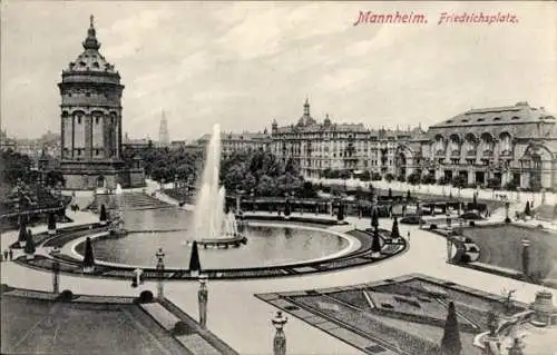 Ak Mannheim in Baden, Friedrichsplatz, Fontäne