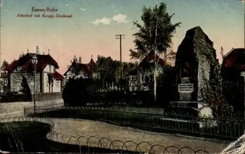Ak Essen im Ruhrgebiet, Altenhof mit Krupp Denkmal