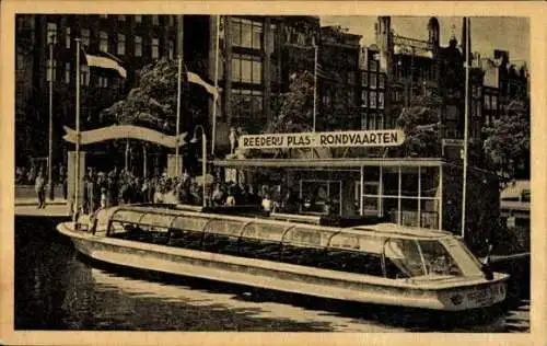 Ak Amsterdam Nordholland Niederlande, Reederei Plas, Damrak