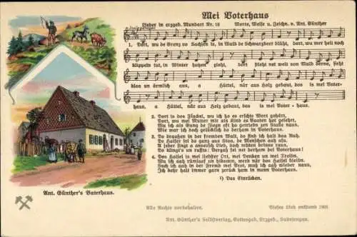 Künstler Lied Ak Günther, Anton, Gottesgab, Mei Voterhaus, Mundart Nr 18