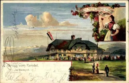Litho Waldkich im Schwarzwald, Kandel, Gasthaus Max Bauer