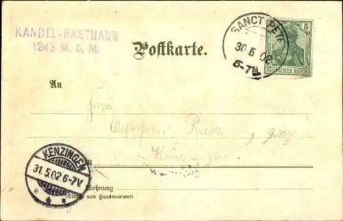 Litho Waldkich im Schwarzwald, Kandel, Gasthaus Max Bauer