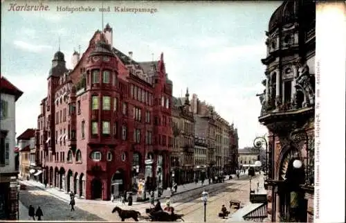 Ak Karlsruhe in Baden, Hofapotheke und Kaiserpassage