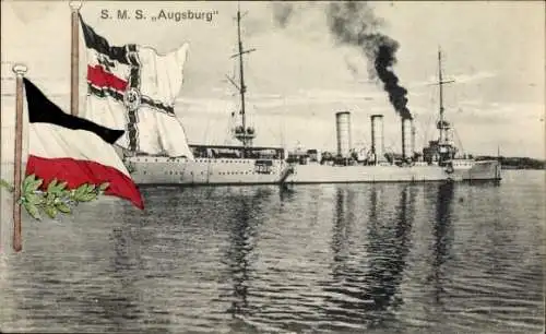 Ak Deutsches Kriegsschiff, SMS Augsburg, Kleiner Kreuzer