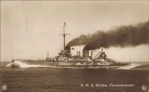 Ak Deutsches Kriegsschiff SMS Moltke, Panzerkreuzer, Kaiserliche Marine