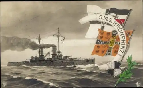 Ak Deutsches Kriegsschiff, SMS Kronprinz, Großlinienschiff