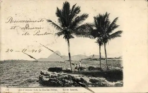 Ak Rio de Janeiro Brasilien, Pao d'Assucar visto da Ilha das Cobras