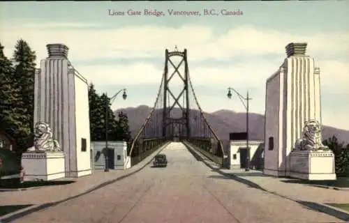 Ak Vancouver British Columbia, Lions Gate Bridge, Brücke