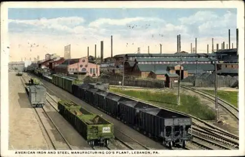 Ak Pennsylvania USA, Amerikanisches Eisen- und Stahlwerk