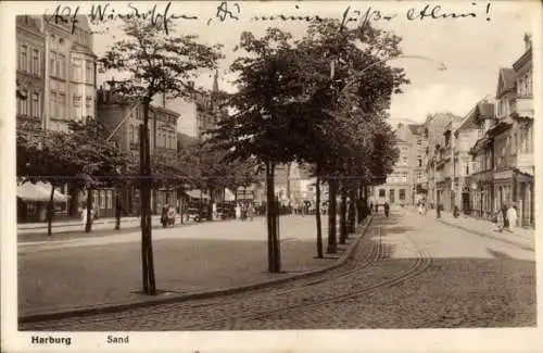 Ak Hamburg Harburg, Sand, Straßenpartie, Geschäfte