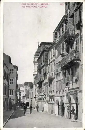 Ak Korfu Griechenland, Rue Nicephore, Straßenpartie