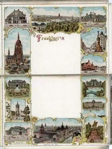 Litho Frankfurt am Main, Gesamtansicht, Kirche, Schloss
