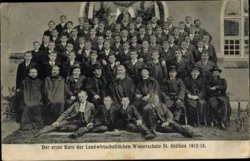 Ak Sankt Ottilien Eresing in Oberbayern, Der erste Kurs der Landwirtschaftlichen Winterschule 1912