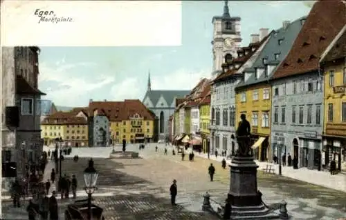 Ak Cheb Eger Region Karlsbad, Marktplatz