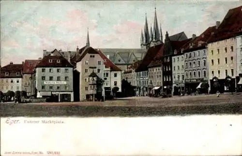 Ak Cheb Eger Region Karlsbad, Unterer Marktplatz