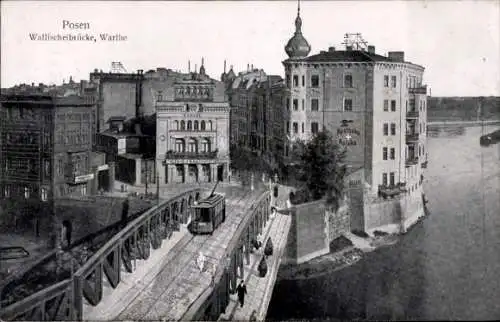 Ak Poznań Posen, Wallischeibrücke, Warthe