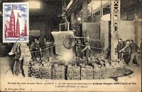 Ak Hénin Liétard Hénin Beaumont Pas de Calais, Guss von Stahlrädern