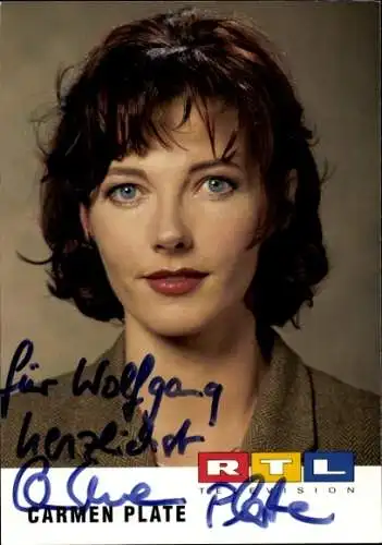 Ak Schauspielerin Carmen Plate, Portrait, Autogramm, RTL
