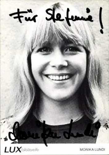 Ak Schauspielerin Monika Lundi, Portrait, Autogramm