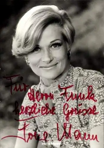 Ak Schauspielerin Irena Mann, Portrait, Autogramm