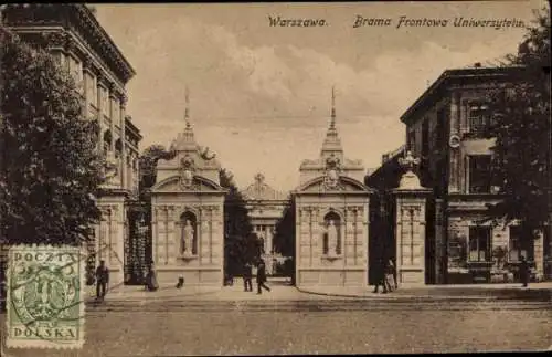 Ak Warszawa Warschau Polen, Eingangstor der Universität
