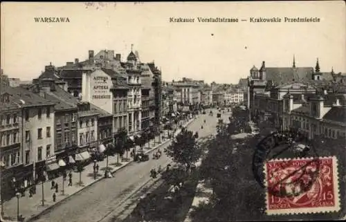 Ak Warszawa Warschau Polen, Krakauer Vorstadtstraße