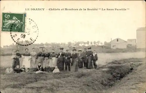 Ak Drancy Seine Saint Denis, Chalets et Membres de la Societe La Sans Pareille