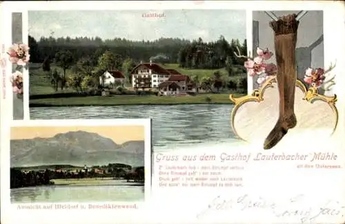 Ak Iffeldorf in Oberbayern, Gasthof Lauterbacher Mühle, Gasthof, Benediktenwand, Strumpf