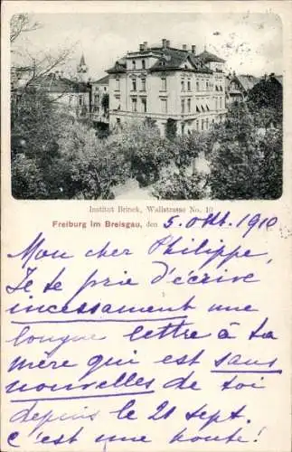 Ak Freiburg im Breisgau, Institut Brinck, Wallstraße 10