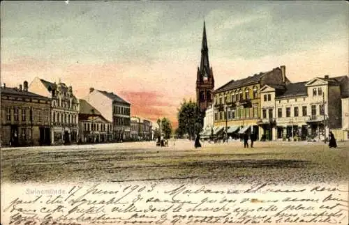 Ak Świnoujście Swinemünde Pommern, Kleiner Markt