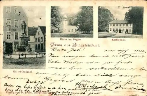 Ak Burgsteinfurt Steinfurt im Münsterland, Kiosk im Bagno, Kaiserdenkmal, Kaffeehaus