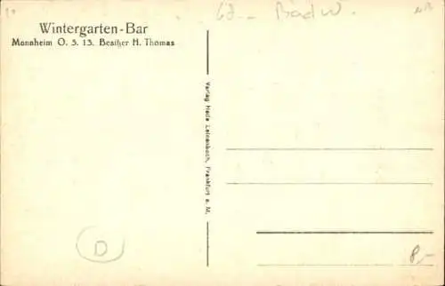 Ak Mannheim in Baden, Wintergarten-Bar, Innenansicht