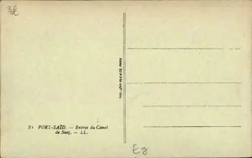 Ak Port Said Ägypten, Einfahrt in den Suez Kanal