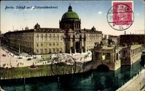 Ak Berlin Mitte, Schloss, Nationaldenkmal, Spree
